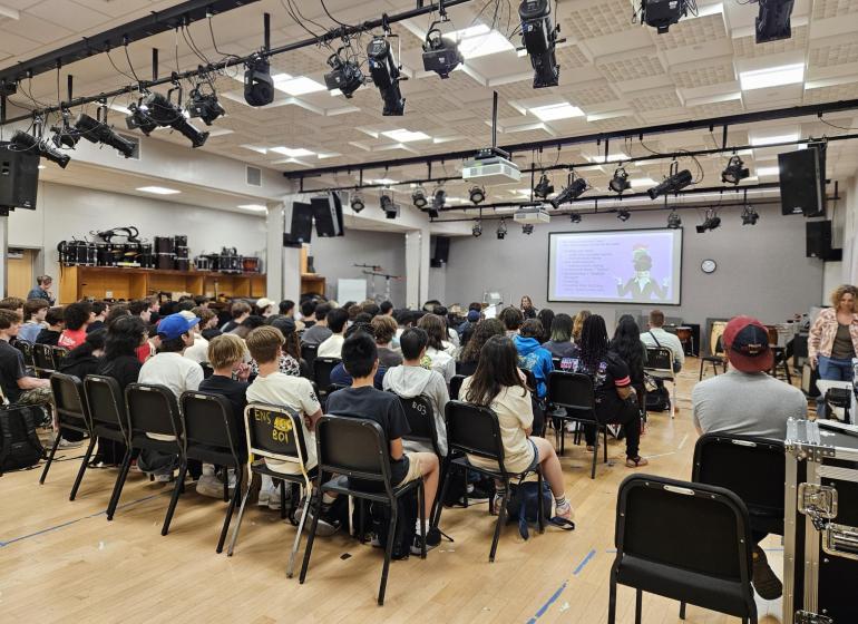 Students learning in a classroom