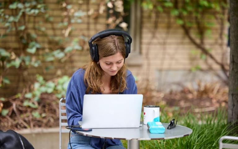 Student studying on computer