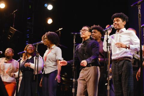 Students perform gospel.